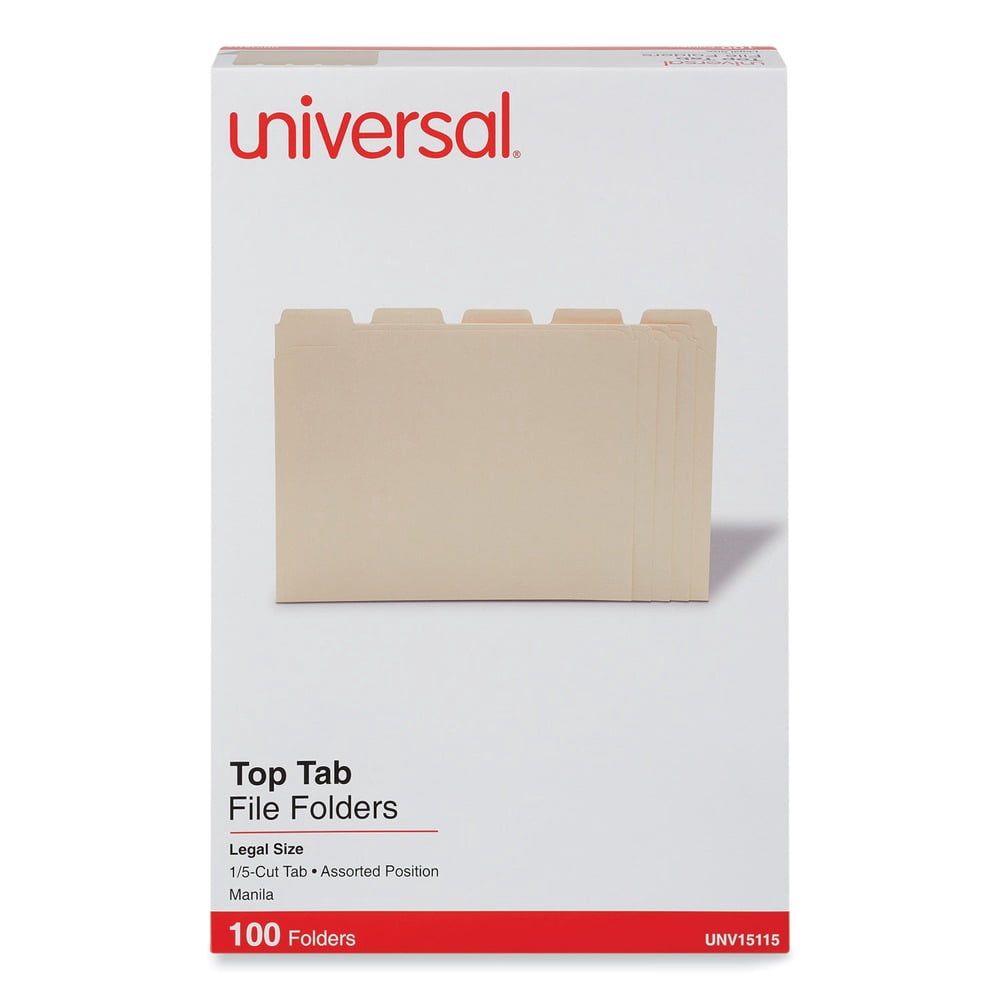 Universal File Folders 100 Pezzi | Cartelline Legali In Manila | Alette Top Tab 1/5 Taglio