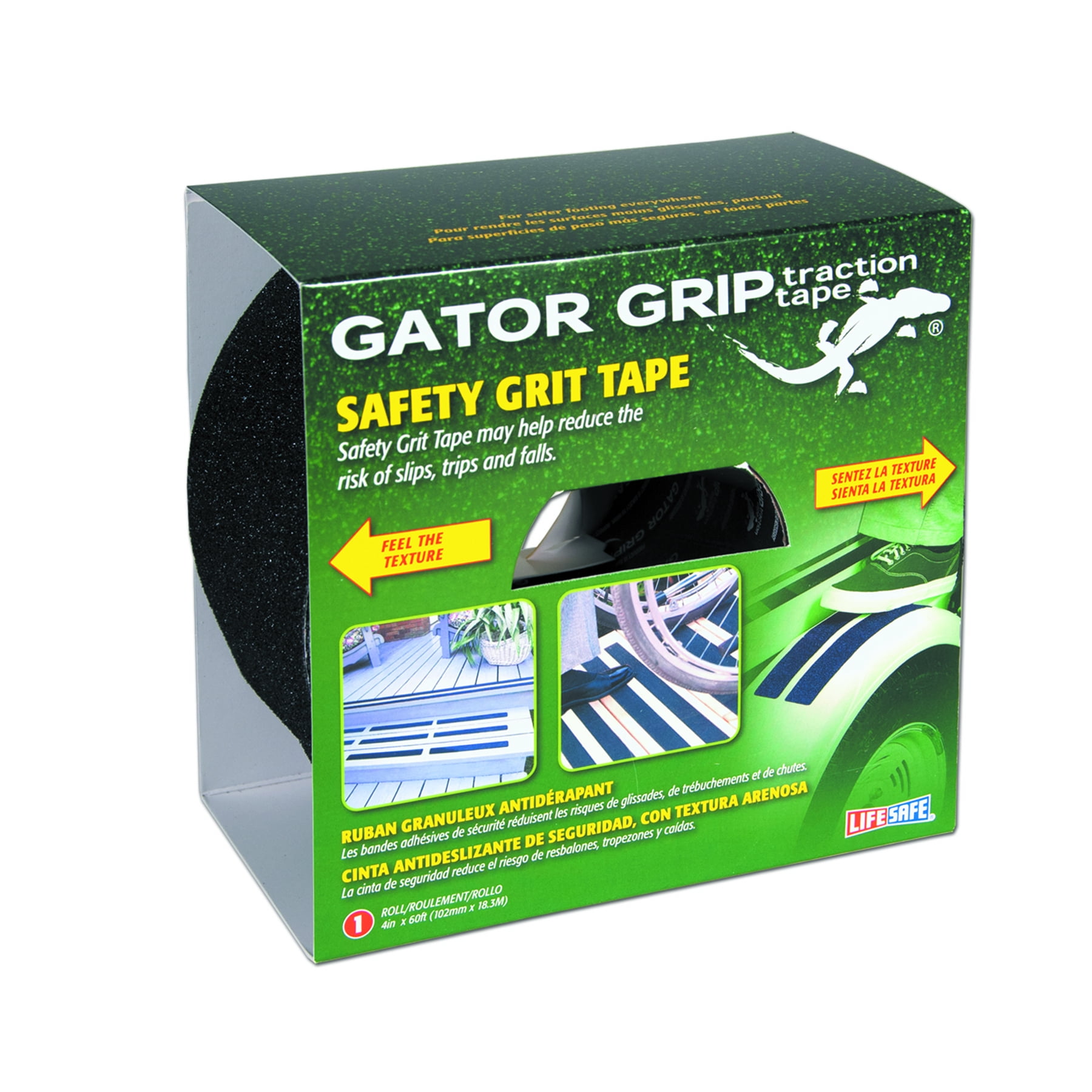 Gator Grip – | Calidad Premium | Seguridad tracción cinta antideslizante (|  Negro | 25 Mils grosor