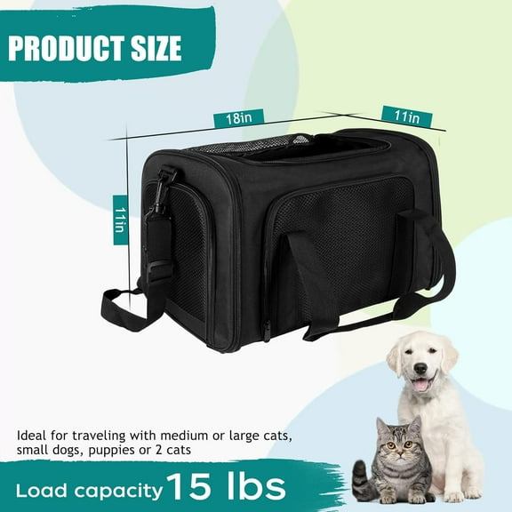Top Tasta Soft Sided Pet Carrier for Small Medium Large Cats Dogs - Airline Approved Foldable Travel Bag