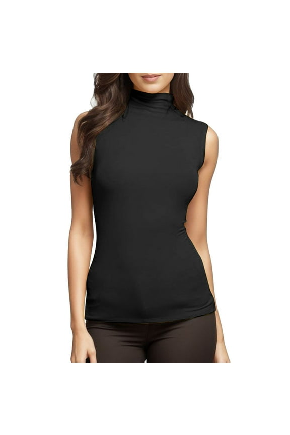 Top Tee Womens Fit Turtleneck Slim Blouse Shirt Sleeveless Solid Women's Blouse Ladies Tops Baseball Top Women Strap Top Women 3xl Crop Top Padded Top Back Support 4 Cropped Tops Sports Animal Printed