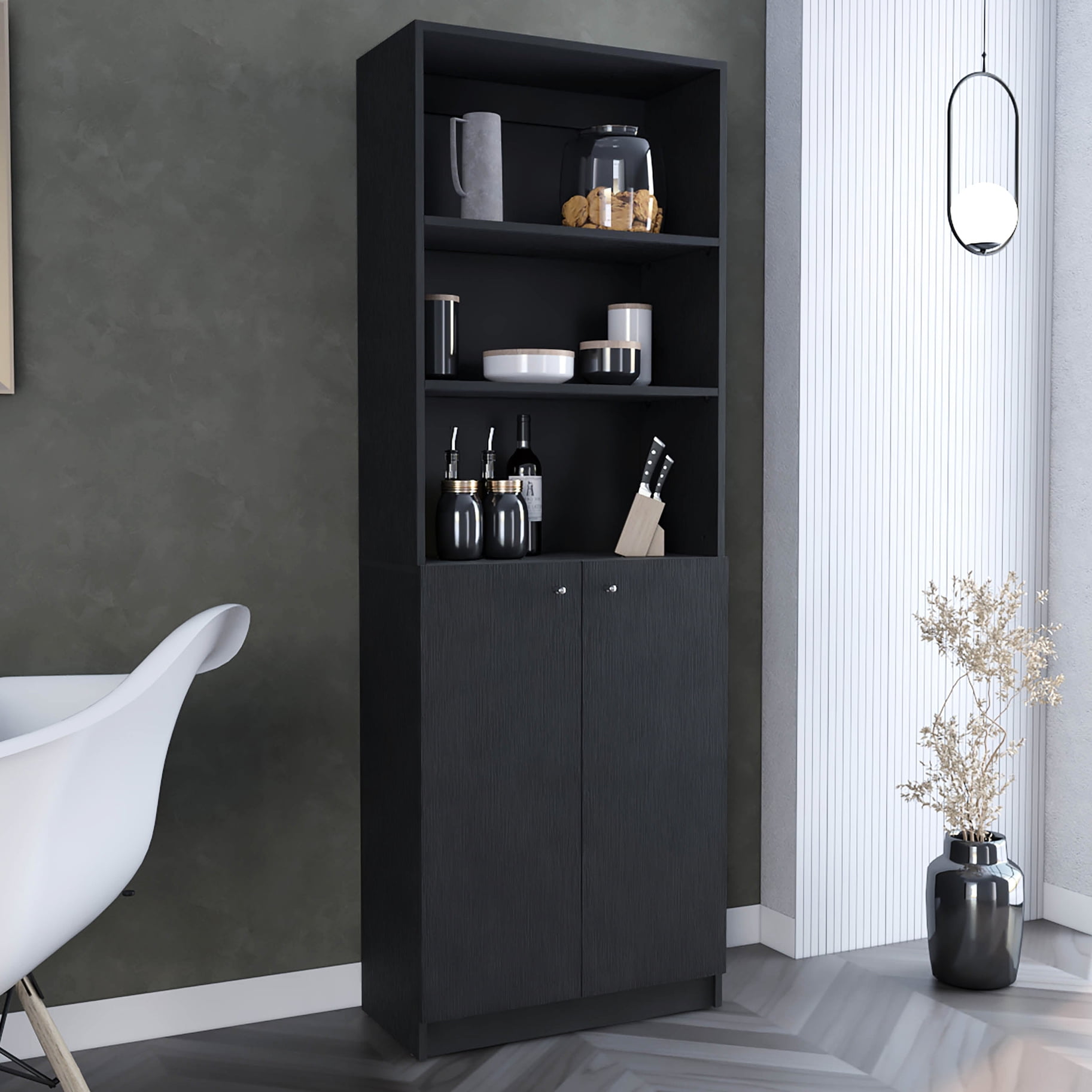 Top - Tier Particle Board - Open and Closed Storage - Home Library ...