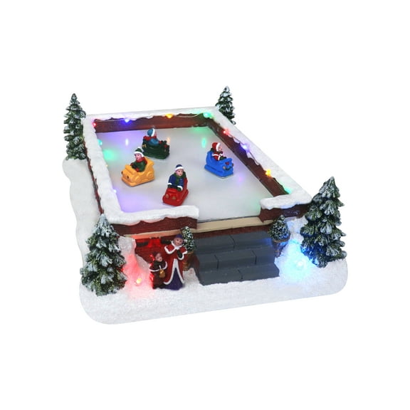 Top Treasures Animated Christmas Village with Moving Bumper Cars, 10.8 in x 8.9 in x 7.3 in