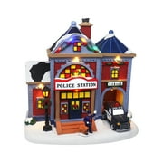 Top Treasures Christmas Village Police Station Lighted Musical Collectible Building