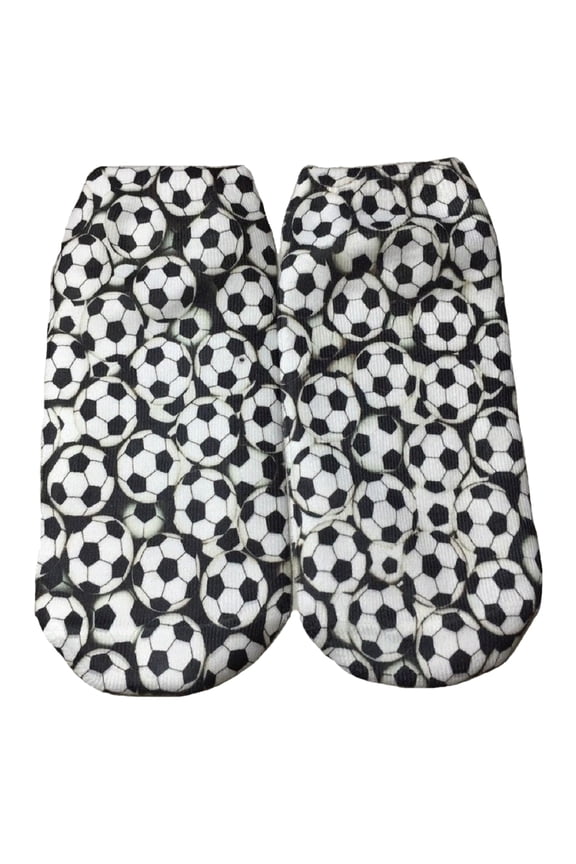 Junior Women's Ankle No Show Soccer Ball Themed Socks OSFM