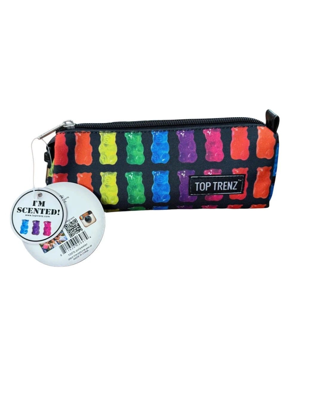 Top Trenz Scented Black Pencil Bag with Multicolored Gummie Bears (8")