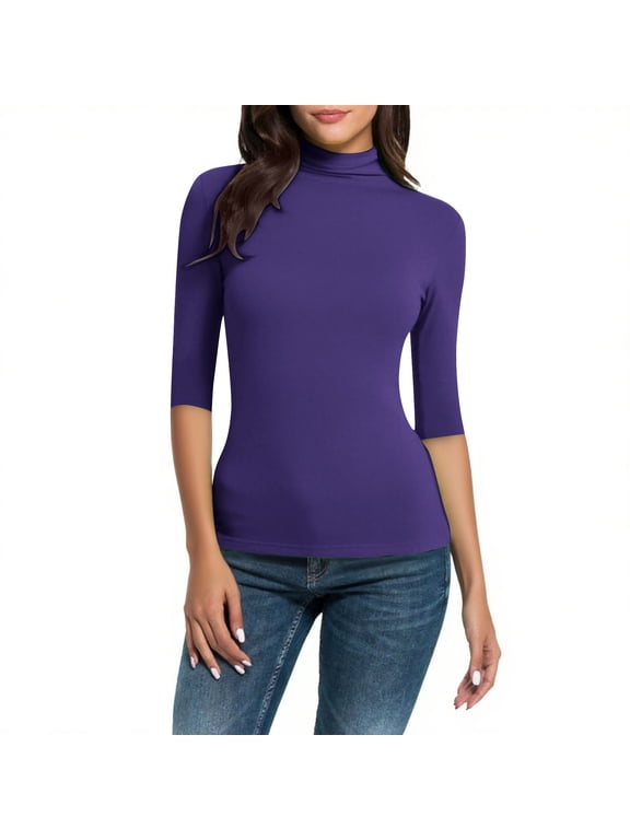 Top Turtleneck Shaped Solid for Women Ef for tless Dressing Wardrobe Pick Weekend Casual Daily Errands Modern Daily Wear Everyday Outfit Layering Essential