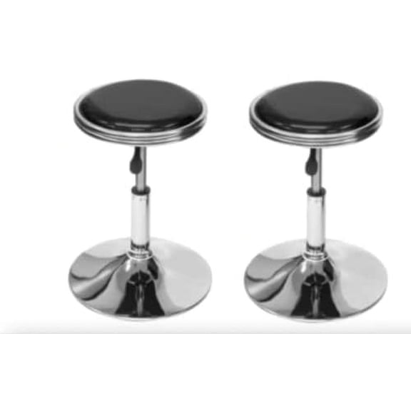 Top Us Arcades Set of 2 Swivel Bar Stools Easy Adjustable Height Leather Padded Cushion Work Home Bar Man Cave Arcade Room Garage Padding Black top Shiny Chrome$$Furniture