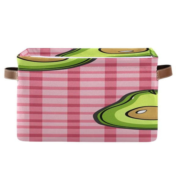 Top View Of Cartoon Avocados Square Storage Bins with Handles Collapsible Containing Box 1 Pack