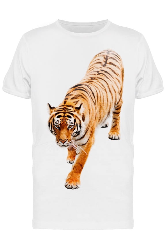 Top View Of Walking Bengal Tiger T-Shirt Men -Image by Shutterstock, Male Large