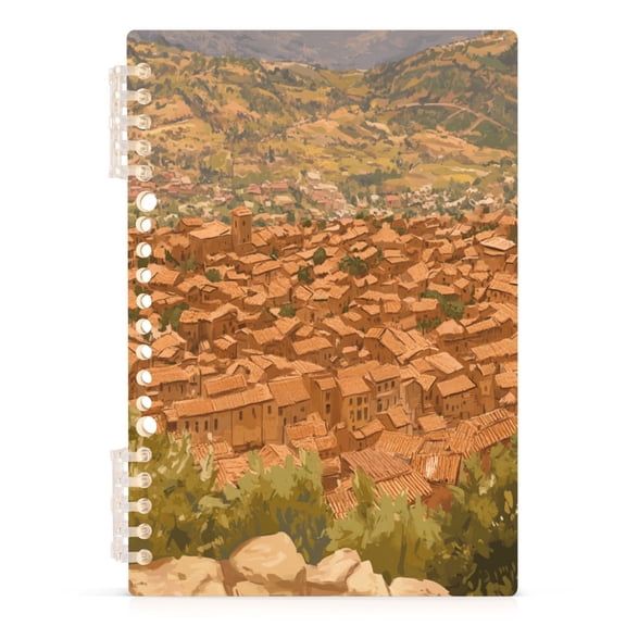 Top View Small Village A5 8.3x5.7in PP Notebook, Adjustable Rings, 60 Sheets, Diary or Journey Note