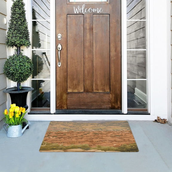 Top View Small Village Versatile Absorbent Door Mat, Non-Slip, Easy to Clean 32''x20''