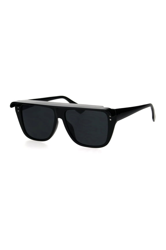 Top Visor Shade Rectangular Plastic Racer Retro Funk Sunglasses All Black