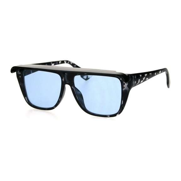 Top Visor Shade Rectangular Plastic Racer Retro Funk Sunglasses Blue Tortoise Blue