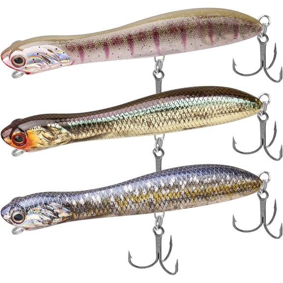 Top Water Fishing Lures with BKK Hooks, Easy Catch Plopper Lure for Freshwater or Saltwater, Floating Lures for Bass Catfish Pike, Surface Wobble PoPobait Bass Baits Fishing Gifts for Men