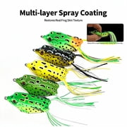 Top Water Frog Lures, 5 Pack Soft Plastic Topwater Fishing Lures with Weedless Design, Artificial Frog Bait for Bass Freshwater Fishing