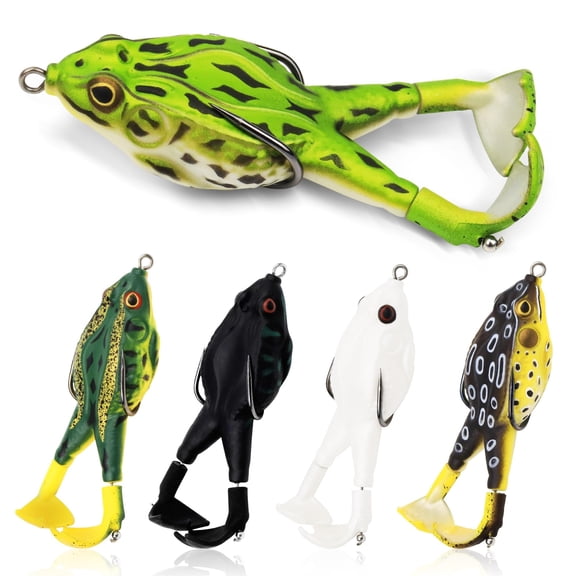 Top Water Soft Frog Bass Fishing Lures Kit, Double Propeller Legs, Thickened Silicone Skin, Bigger Splash More Attractive, Freshwater Bait for Bass Snakehead Pike(RL)