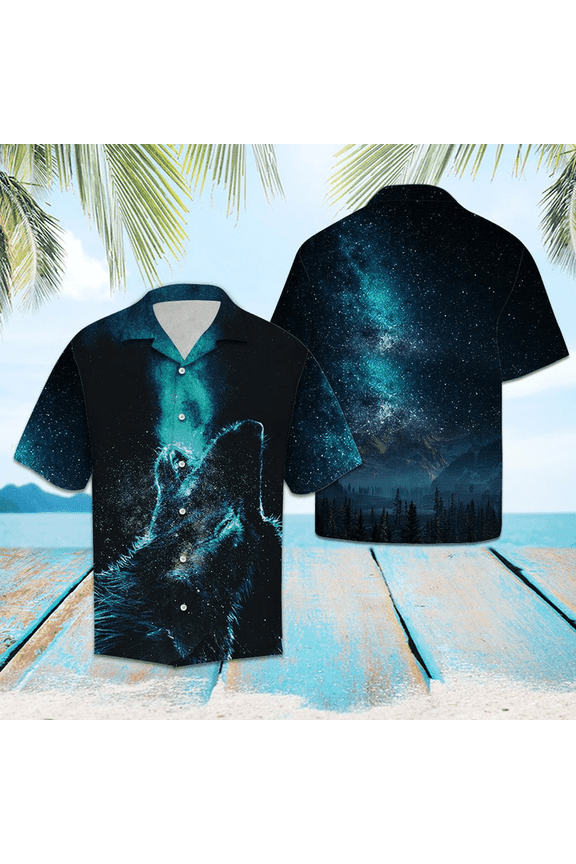 Top Wolf Beach Hawaiian Shirt