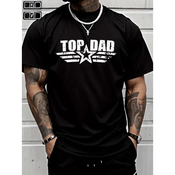 "Top dad" Letter Printed Men Graphic Print Tee