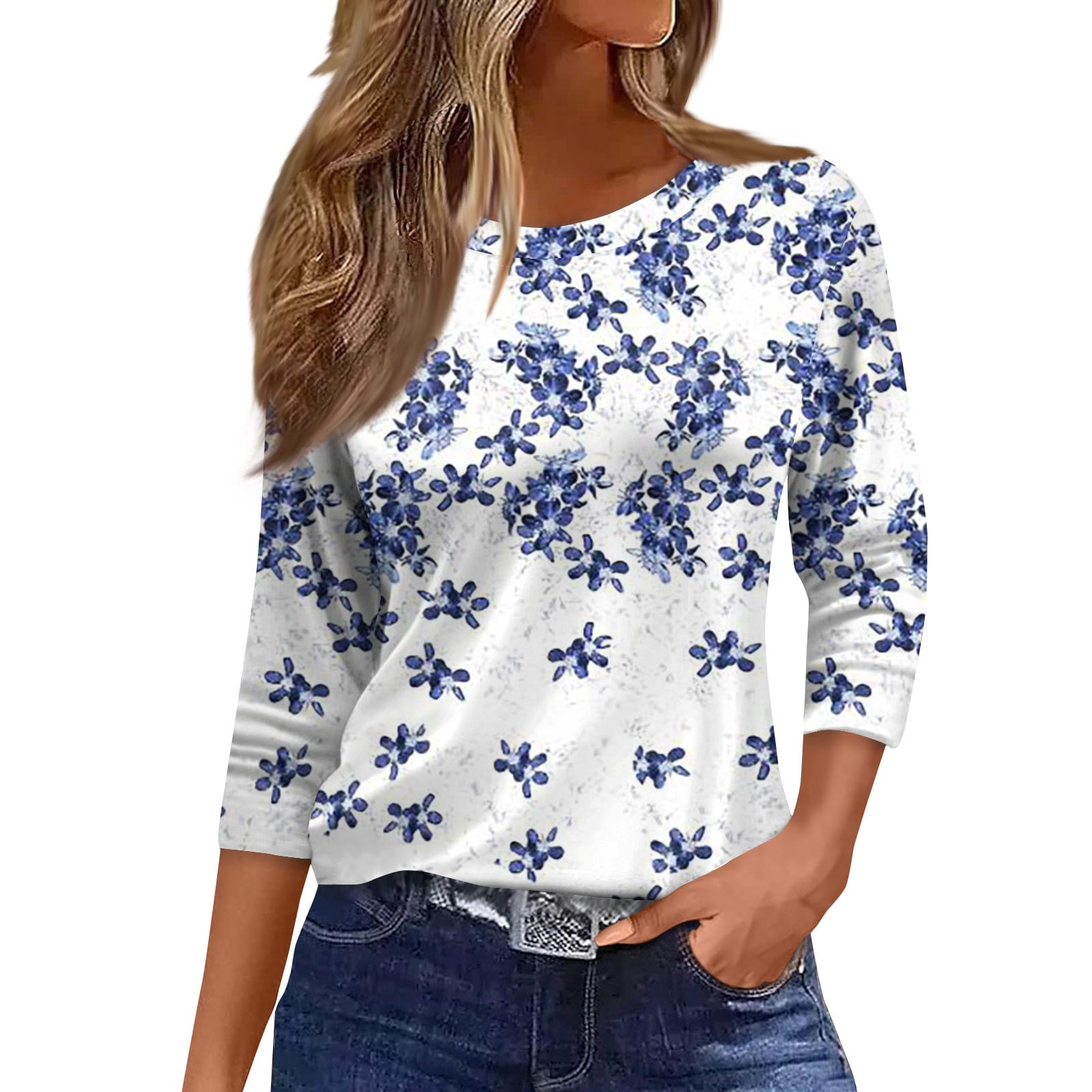 Top for Women Long Sleeve Ladies Blouses for Interviews Round Neck ...