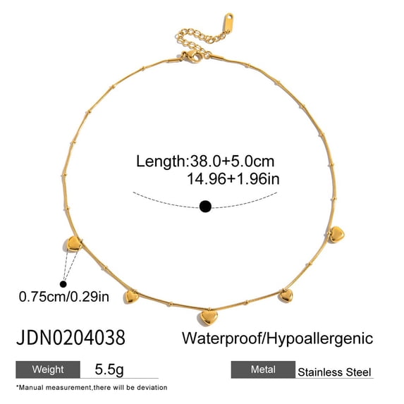 Top-keivon 18K Gold Plated Strawberry Pendant Necklace Dainty Stainless Steel Choker Jewelry for Women