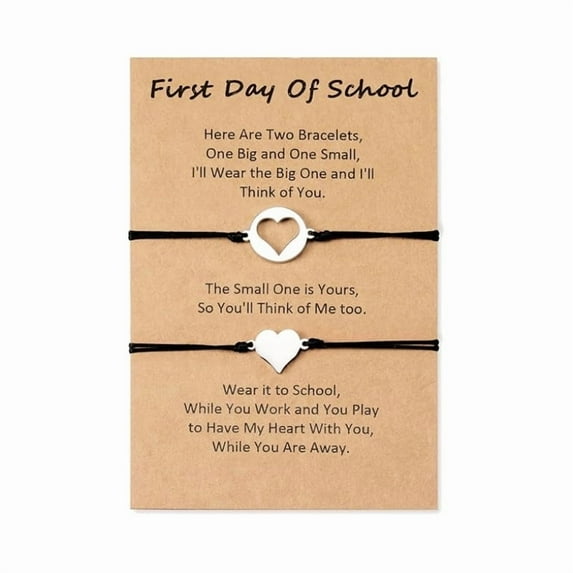 Top-keivon Back to S-c-h-o-o-l Gifts Mommy and Me Bracelet First Day of Matching Wish Bracelets Set for Mother Daughter Son Women