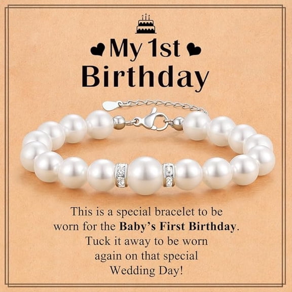 Top-keivon Berry First Birthday Gifts, Adjustable Strawberry Pearls Bracelet for Daughter Niece Granddaughter
