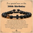 thumbnail image 1 of Top-keivon Cross Religious Bracelet for Men, Natural Stone Tiger Eye & Black Beads Bracelets, Christian Gift for Birthday Graduation Easter Christmas, 1 of 33