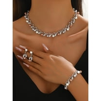 Top-keivon Crystal Bridal Wedding Jewelry Set Rhinestone Necklace Earrings Sets Prom Formal Costume Jewelry for Women and Brides