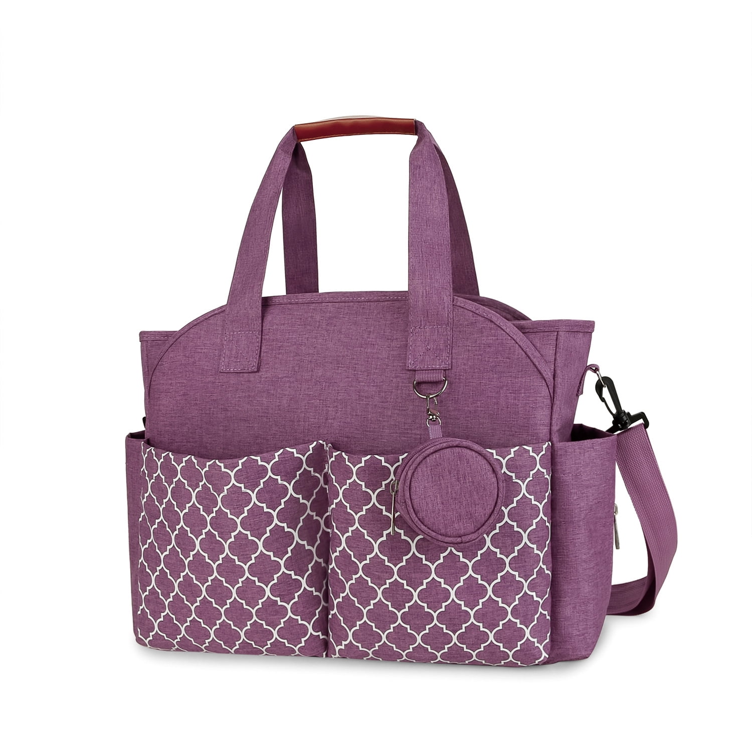 Top-keivon Diaper Bag Tote with Pacifier Holder Case for Mom and Dad, Multi-Function Travel Diaper Bag with Adjustable Shoulder Strap and Insulated Pockets