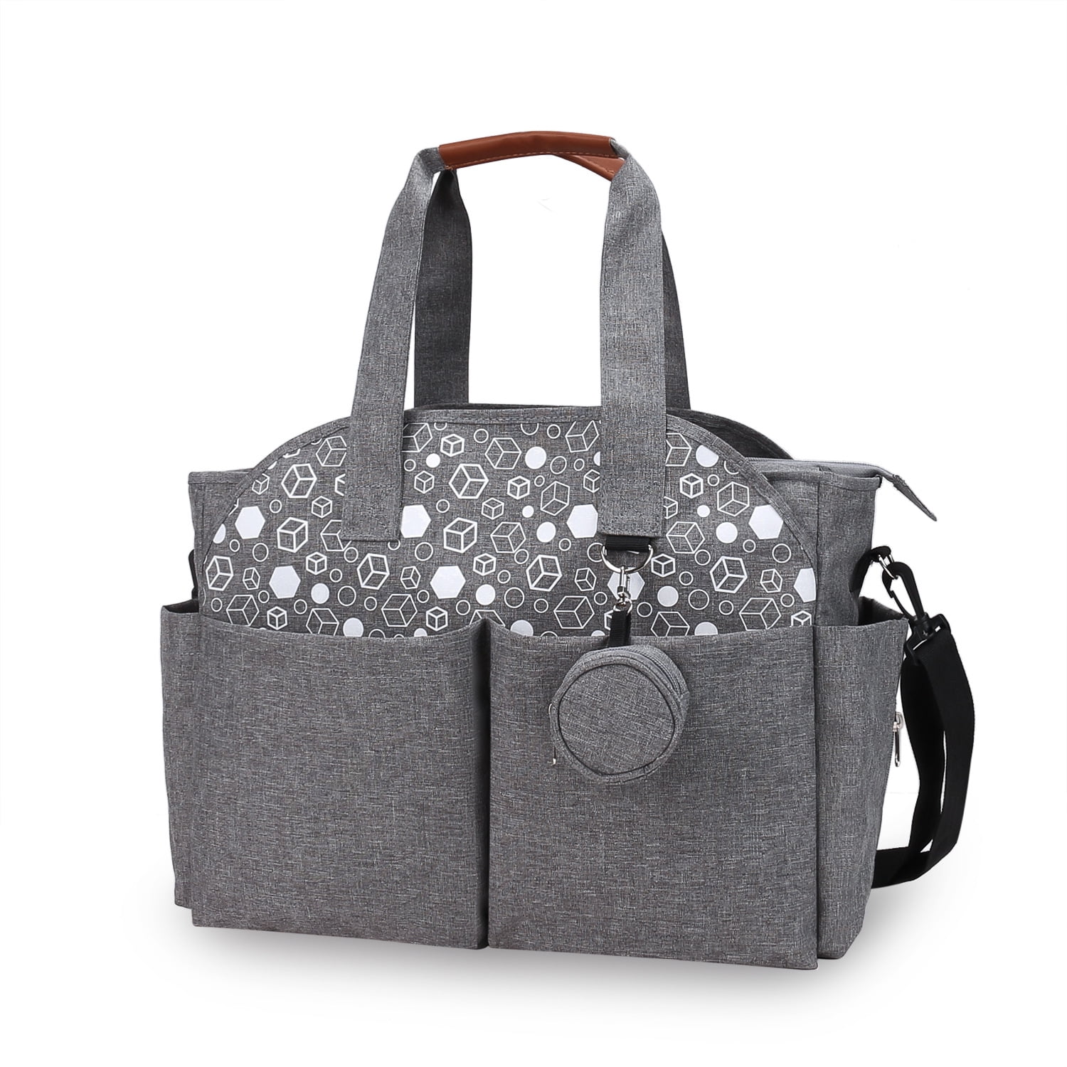 Top-keivon Diaper Bag Tote with Pacifier Holder Case for Mom and Dad, Multi-Function Travel Diaper Bag with Adjustable Shoulder Strap and Insulated Pockets