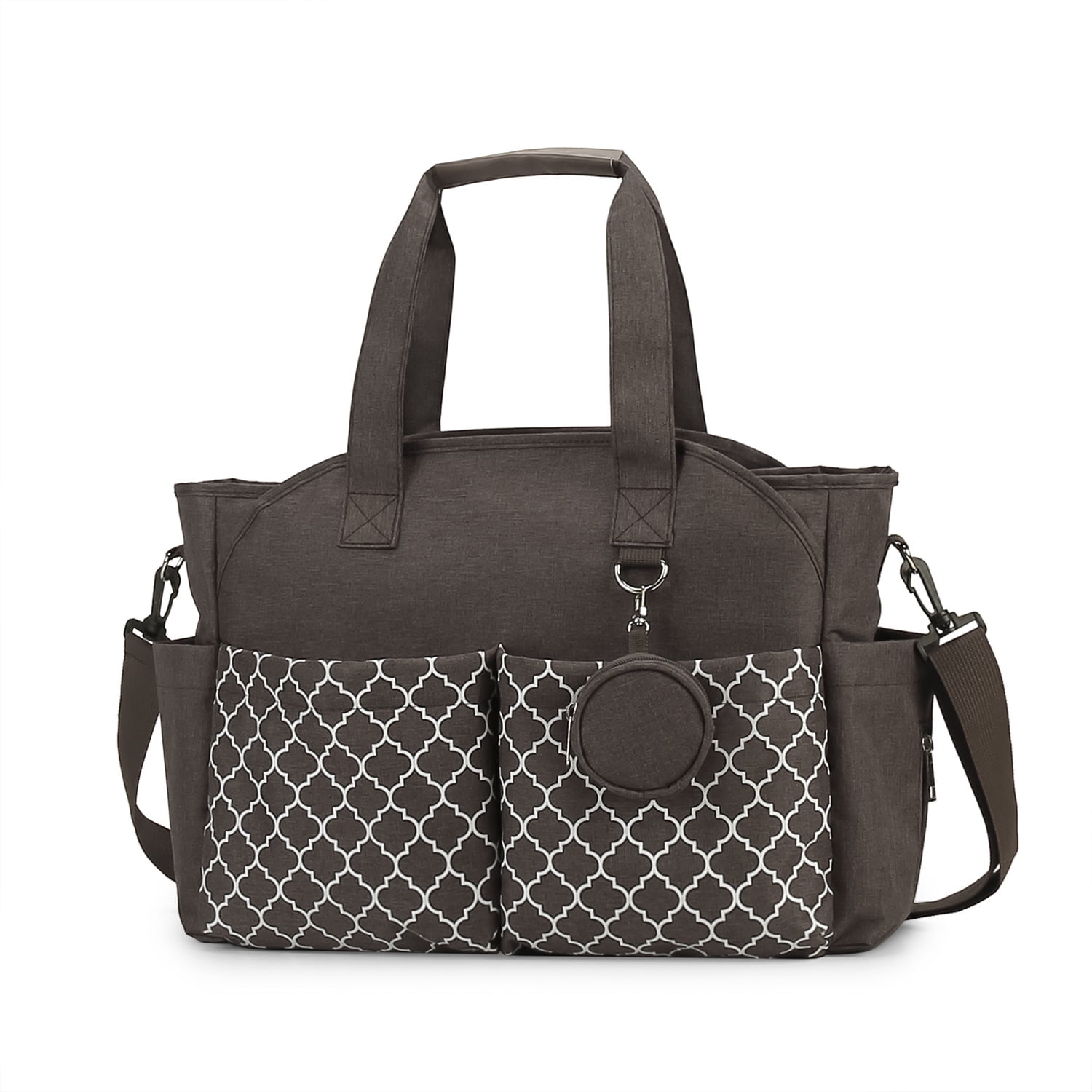 Top-keivon Diaper Bag Tote with Pacifier Holder Case for Mom and Dad, Multi-Function Travel Diaper Bag with Adjustable Shoulder Strap and Insulated Pockets