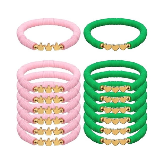 Top-keivon Friendship Bracelets Trendy Heishi Clay Bead Bracelets Stack Gold Beaded Stretch Bracelets for Women Boho Stackable Bracelets Bulk Cute Preppy Jewelry