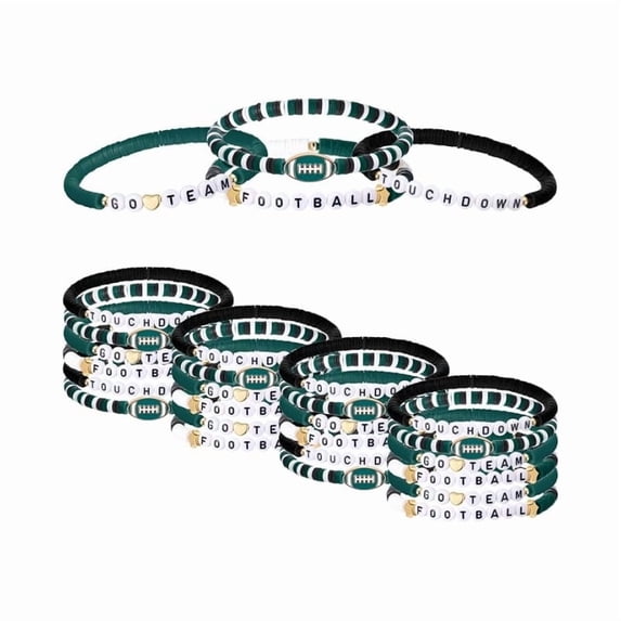Top-keivon Game Day Football Bracelets for Women Stackable Beaded Stretch Bracelet Football Jewelry for Game Day Outfits Sport Fans Gifts