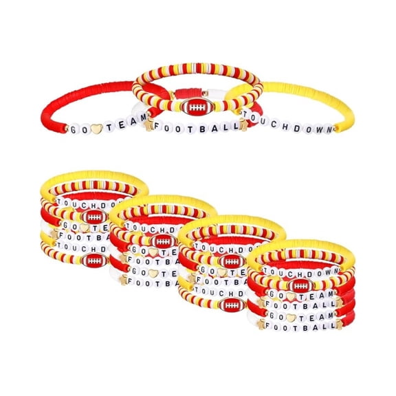 Top-keivon Game Day Football Bracelets for Women Stackable Beaded Stretch Bracelet Football Jewelry for Game Day Outfits Sport Fans Gifts