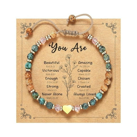 Top-keivon Gifts for Women To My Daughter Cross Bracelet Faith Easter Catholic Religious Christian Jewelry, Meaningful Baptism Communion Natural Beads Bracelets