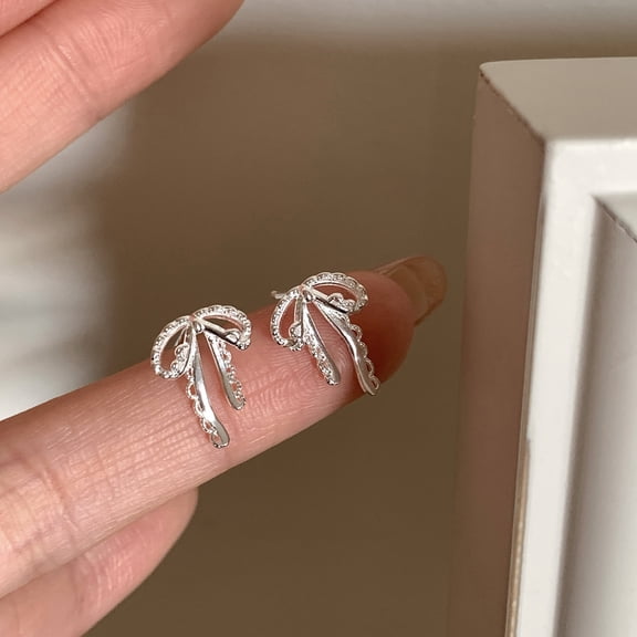 Top-keivon Gold Earrings for Women - Hypoallergenic Small Bow Knot Studs, Silver Snowflake Earrings, Dainty Everyday Earrings