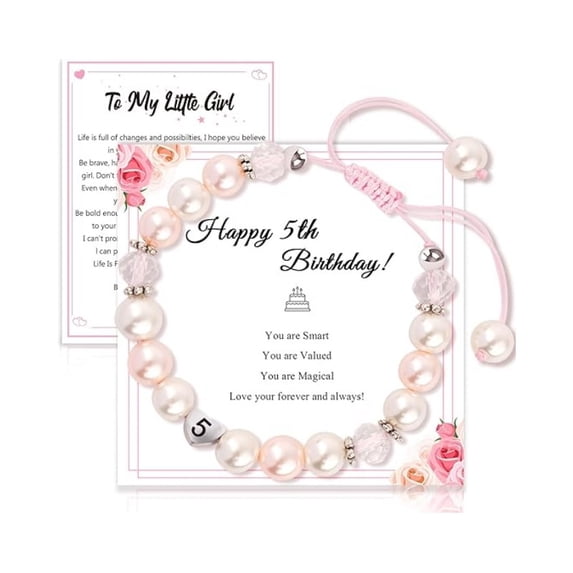 Top-keivon Happy 8th/9th/10th Birthday Gift for daughter – Pink Beaded Butterfly Bracelet for Daughter, Granddaughter, Niece or Best Friend
