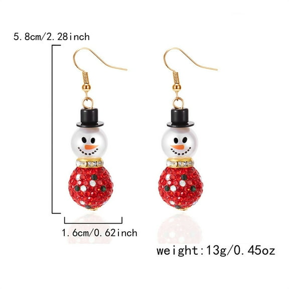 Top-keivon New Christmas Earrings, Fashionable and Versatile, European and American Style with Synthetic Zirconia Snowflake and Faux Hat Snowman Stud Earrings for Women - Christmas