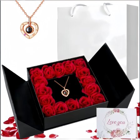 Top-keivon Preserved Red Real Rose with Heart I Love You Necklace -Eternal Flowers Rose Birthday Gifts for Women Her Mom Wife Girlfriend Grandma on Valentines Mothers Day Christmas Anniversary