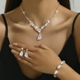 thumbnail image 1 of Top-keivon Rhinestone Bridal Wedding Jewelry Set Silver Necklace Earrings Sets Crystal Formal Prom Costume Jewelry Sets for Women and Brides, 1 of 10