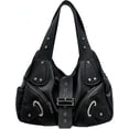 thumbnail image 1 of Top-keivon Shoulder Bag for Women, Y2K Rivet Faux Leather Underarm Purse, Retro Motorcycle Trendy Casual Commute Handbag, 1 of 5