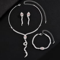 Top-keivon Silver Rhinestone Necklace Earrings Sets Bridal Wedding Jewelry Set Formal Prom Costume Jewelry Sets for Women and Brides