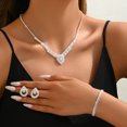 thumbnail image 1 of Top-keivon Silver Rhinestone Necklace Earrings Sets Bridal Wedding Jewelry Set Formal Prom Costume Jewelry Sets for Women and Brides, 1 of 15