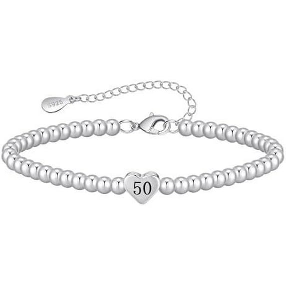 Top-kevin 16th 18th 21th 30th 40th 50th 60th Birthday Gifts for Women, Hypoallergenic Adjustable Bead 925 Sterling Silver Bracelet for Women, Presents for Mum Daughter Grandma Auntie Friends