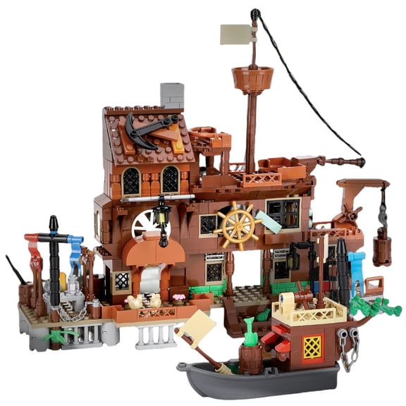 Top-kevin 560PCS Island Storm Building Blocks Set,Rebuild and Display Medieval Pirate's Island House and Pirate Ship,Unique Birthday Gift for Adult