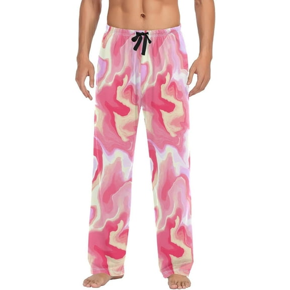 Top-kevin Abstract Pattern Hand Drawn Acrylic Pajama Pants for Men Men's Pajama Pants Mens Pajama Bottoms with Drawstring