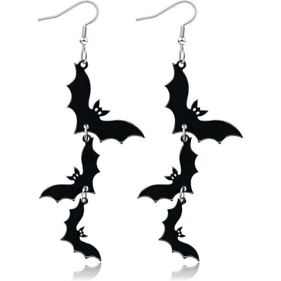 Top-kevin Acrylic Halloween Earrings Black Skull Bat Drop Dangle Earrings for Women Fun Cute Spooky Halloween Holiday Costume Jewelry