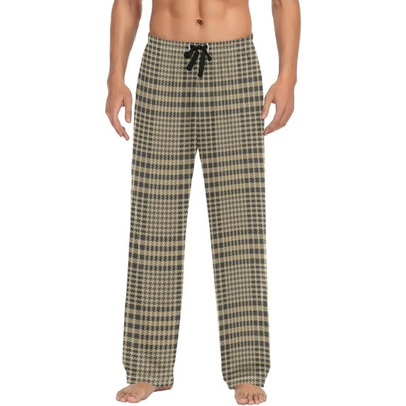Top-kevin Beige and Grey Pattern Pajama Pants for Men Men's Pajama Pants Mens Pajama Bottoms with Drawstring