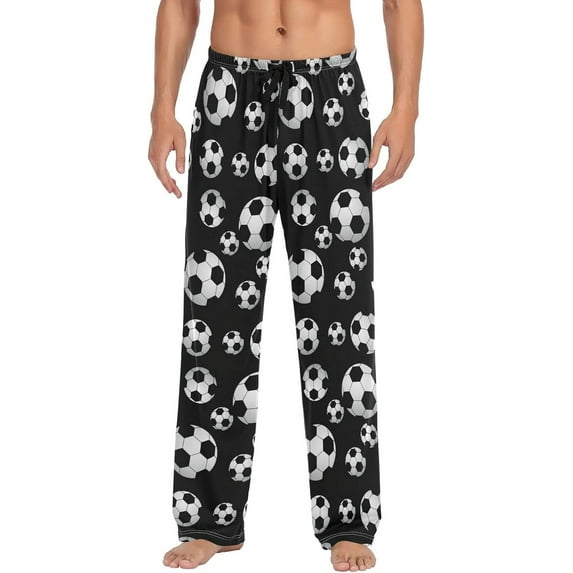 Top-kevin Black Football Men's Pajama Pants Pjs Bottoms with Pockets Sleep Lounge Pants for Men