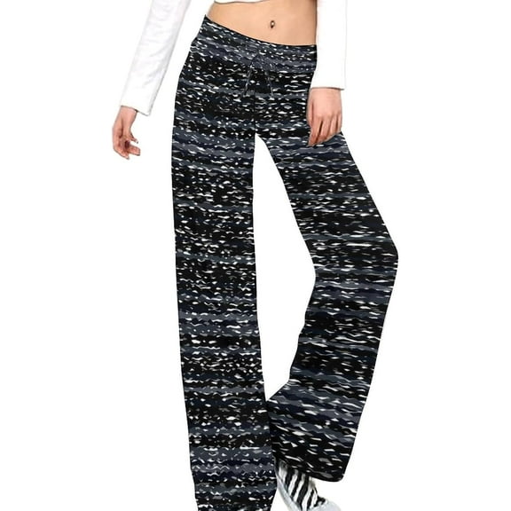 Top-kevin Black Glitch Grunge Women's Yoga Pants Wide Leg Loose Casual Straight Lace Up Pants Lounge Sweatpants